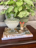 Vintage Crystal Lidded Bowl on Pedestal