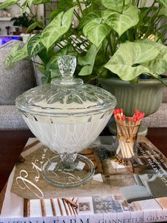 Vintage Crystal Lidded Bowl on Pedestal