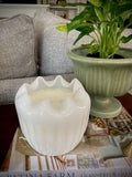 Vintage Milk Glass Pot w/ Ruffled Edges