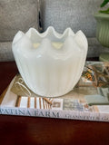 Vintage Milk Glass Pot w/ Ruffled Edges