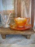 Vintage Marigold Carnival Glass Teacup & Saucer
