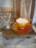 Vintage Marigold Carnival Glass Teacup & Saucer