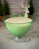 Curated Clear Green Christmas Vase w/ Snowflakes