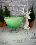 Curated Clear Green Christmas Vase w/ Snowflakes