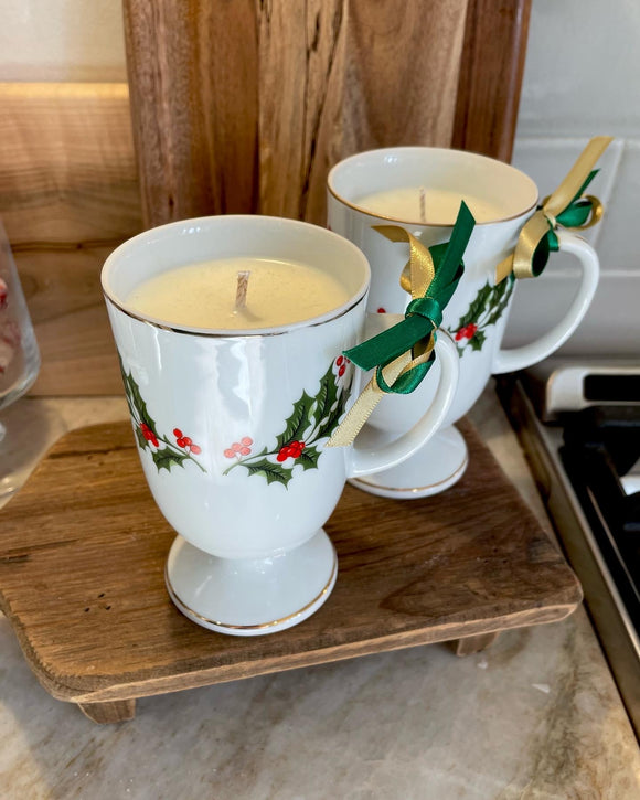 Vintage White Irish Coffee Mug w/ Hollys, made in Japan